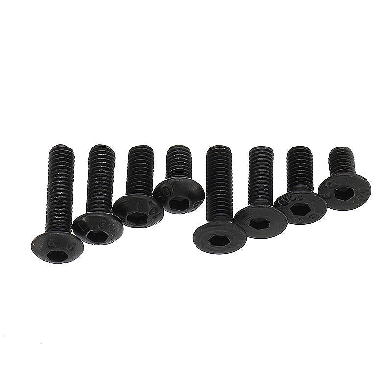 M3CH8 M3 Carbon Steel Hex Socket Flat Head Button Head Screws Flat Washers Assortment 180pcs