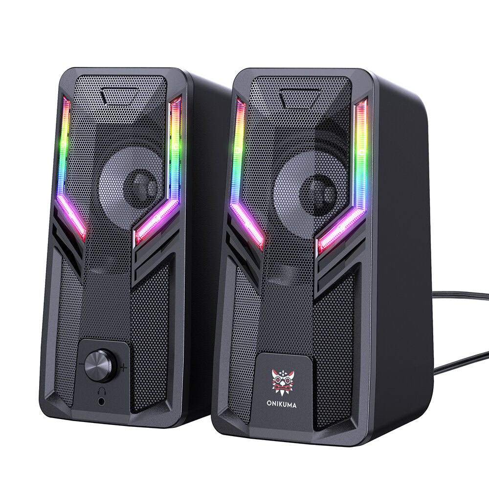 Computer Speaker 5W*2 Multimedia Speaker with 2.0 Channel Hi-Fi Sound 360 Surround Sound RGB Light
