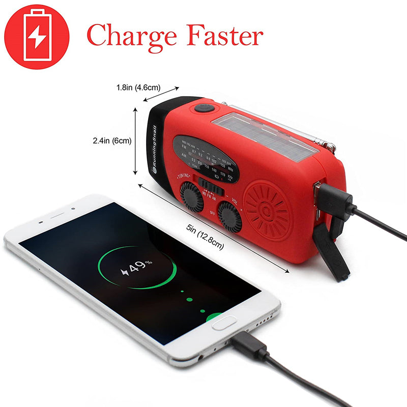 USB Solar Radio LED Emergency Lamp Flashlight Hand Crank Generation Camping Light