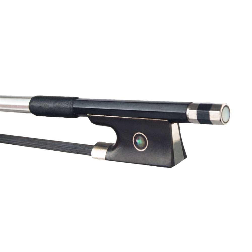 4/4 Size Violin/ Fiddle Bow Carbon Fiber Bow Round Stick AAA Grade Black Horsehair Ebony Frog Paris Eye Inlay Beginner Use