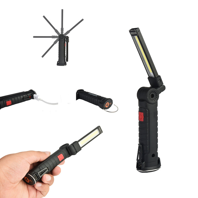 360Degree Rotation USB Rechargeable COB+LED Emergency Worklight with Magnetic Tail Flashlight