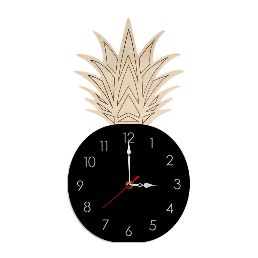Creative Fruit Pineapple Wall Clock Acrylic Wood Clock for Livingroom Children Bedroom Cartoon Decorative