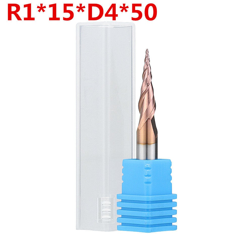 R0.25/ R0.5/ R0.75/ R1.0 *15*D4*50 2 Flutes Taper Ball Nose End Mill HRC50