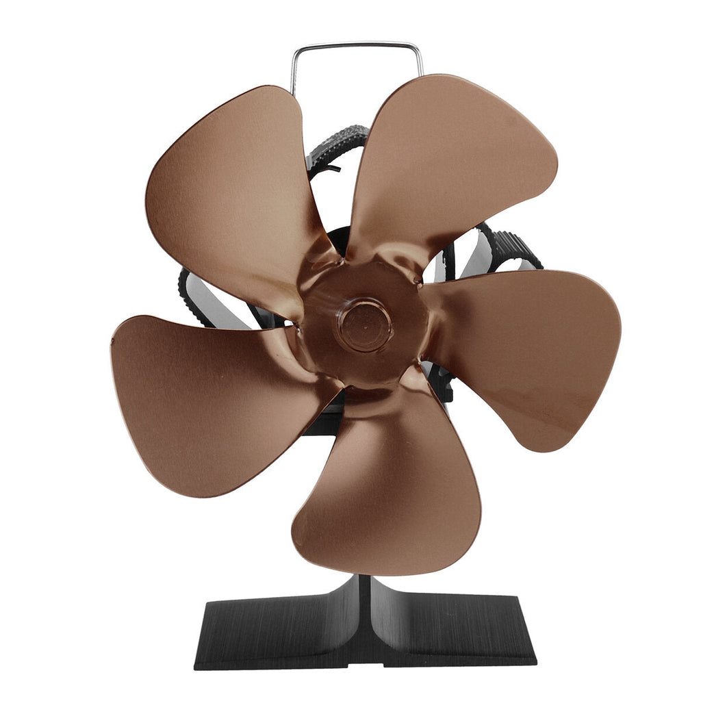 5 Blades Fireplace Fan Silent Motors Heat Powered Stove Fan Eco Stove Fan for Gas/Pellet/Wood/Log Stoves