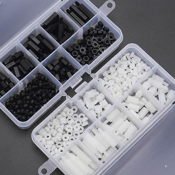 M3NH11 M3 Nylon Screw Black White Hex Screw Nut PCB Standoff Assortment Kit 180Pcs