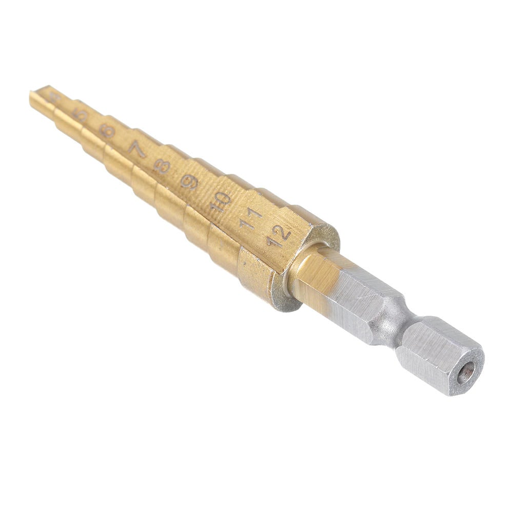 4-12mm Hex Shank HSS Titanium Coated Step Drill Bit Cone Hole Cutter