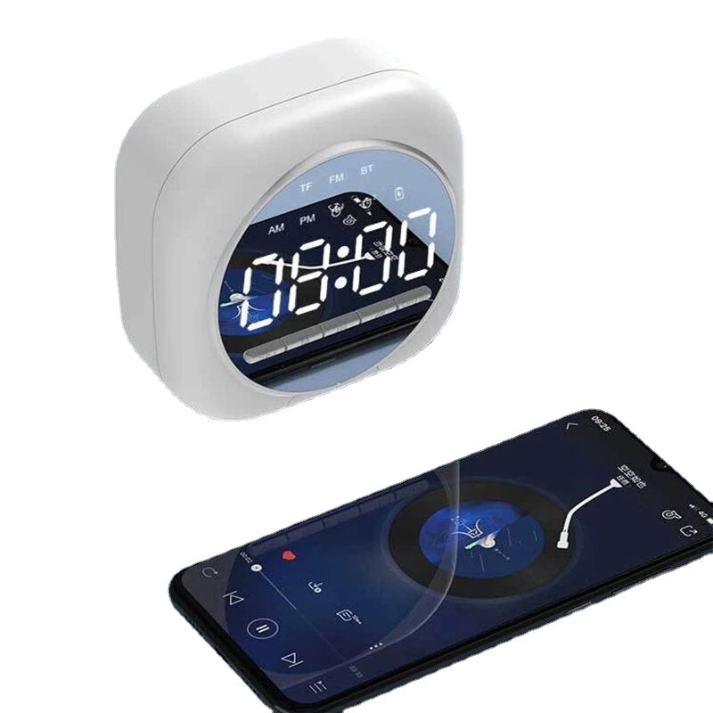 Wireless USB Bluetooth 5.0 LED Mirror Alarm Speaker TF FM Radio Home Decoran Clock