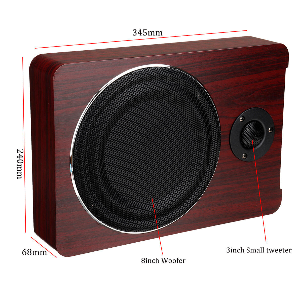 8inch 600W Car Under-Seat Subwoofer Woofer Power Amplifier Bass Hi-Fi Slim Speaker
