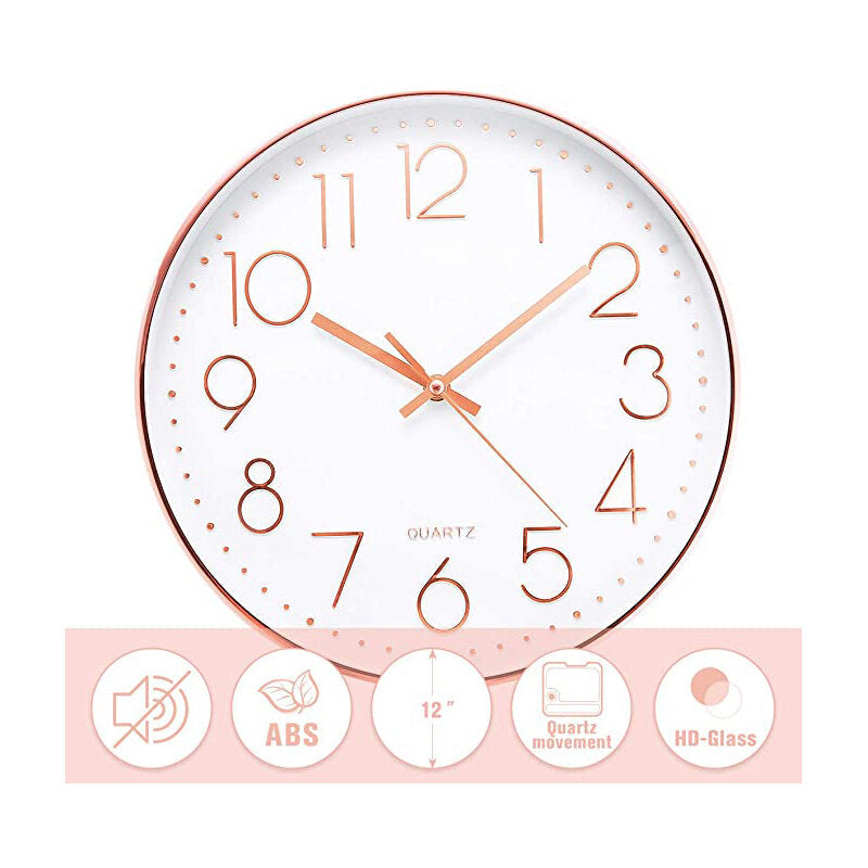 12'' Morden Wall Clock Non-ticking Wall Clock For Office/Living Room/Bedroom Decor