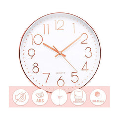 12'' Morden Wall Clock Non-ticking Wall Clock For Office/Living Room/Bedroom Decor