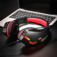 Gaming Headset 3.5mm+USB 40mm Drive Wired Stereo RGB Game Headphone with Mic LED Light for Computer PC Gamer