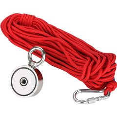 Double Eye-bolt 160-1500KG Recovery Fishing Magnet 48-136mm Diameter Salvage Recovery Magnet with 20 Meter Ropes