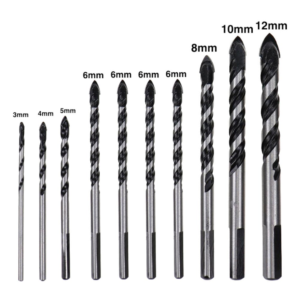 5/7/9/10Pcs 3-12mm Glass Bit Twist Spade Drill Triangle Bits For Ceramic Tile Concrete Marble