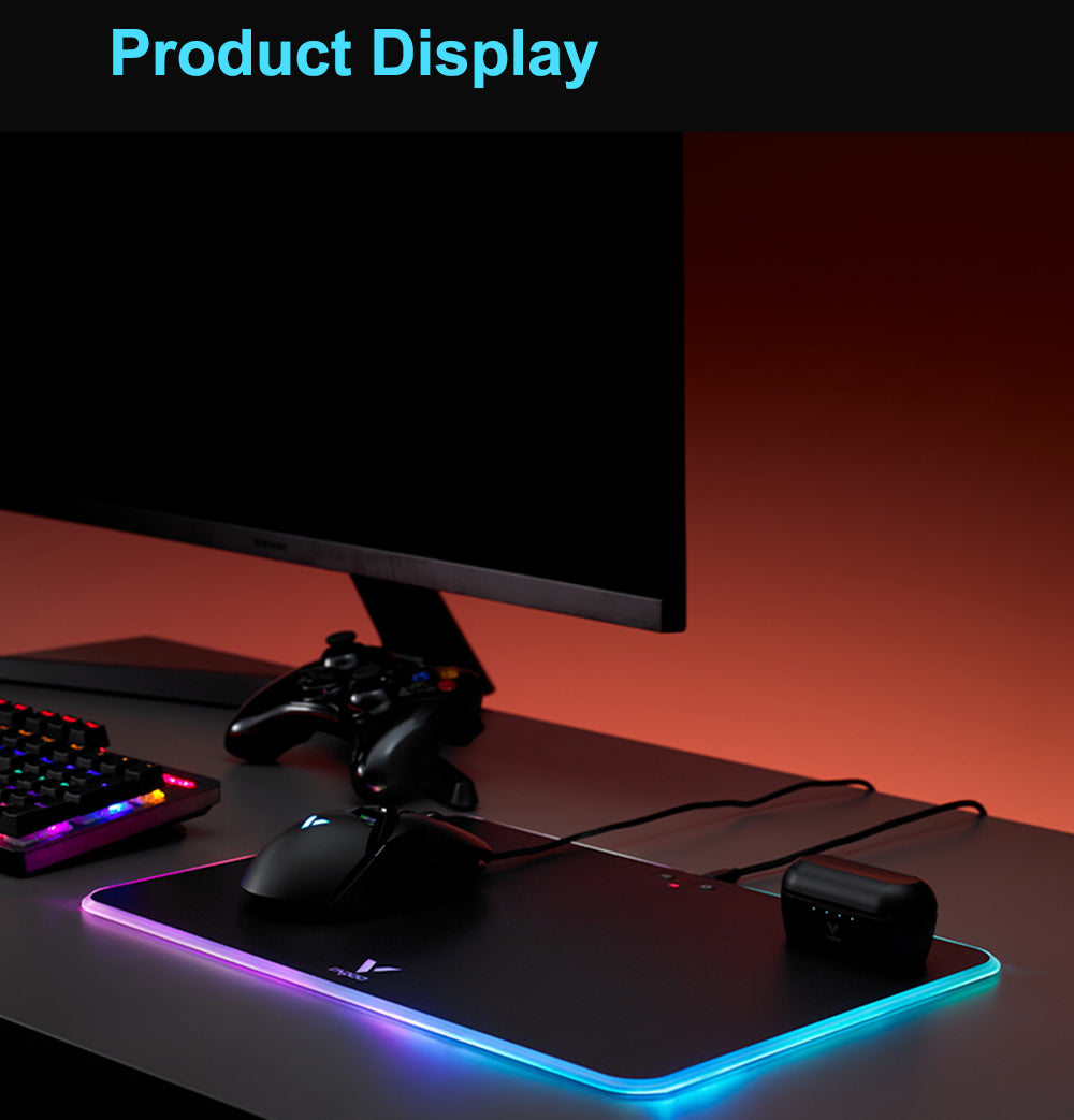 Wireless Charging Mouse Pad Anti-Slip Silicone Base USB Wired RGB Backlit Gaming Mouse Pad for PC Laptop