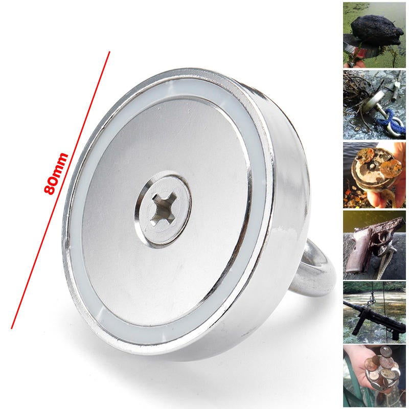 D80mm Neodymium Magnet 400KG Salvage Recovery Fishing Magnet for Detecting Metal Treasure