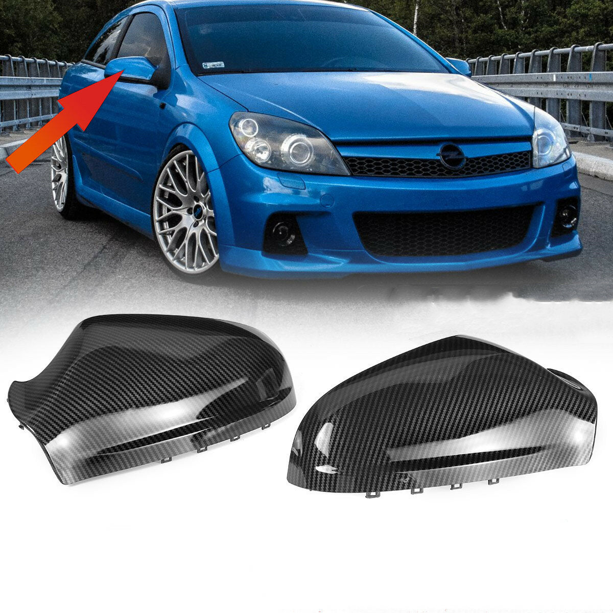 Carbon Fiber Look Door Wing Rearview Mirror Cover Rear View Caps