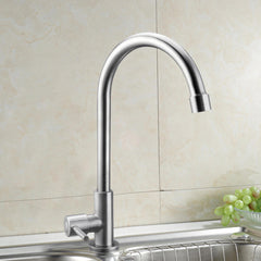 32x13.5cm Stainless Steel Kitchen Sink Faucet Single Lever Cold Water Tap Silver