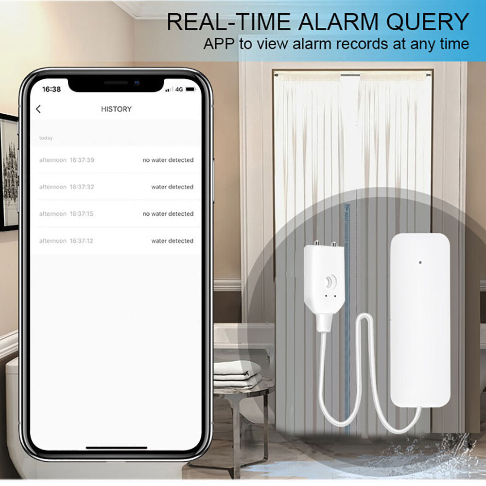 Smart Water Leakage Sensor Water Induction Sensor Alarm Work With Smart Life Google Assistant