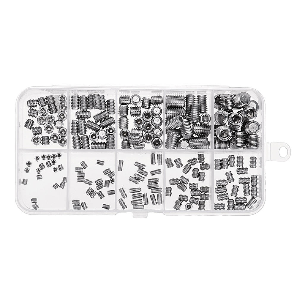 200Pcs Stainless Steel Set Grub Screw Allen Hex Socket Cup Point Assortment M3/M4/M5