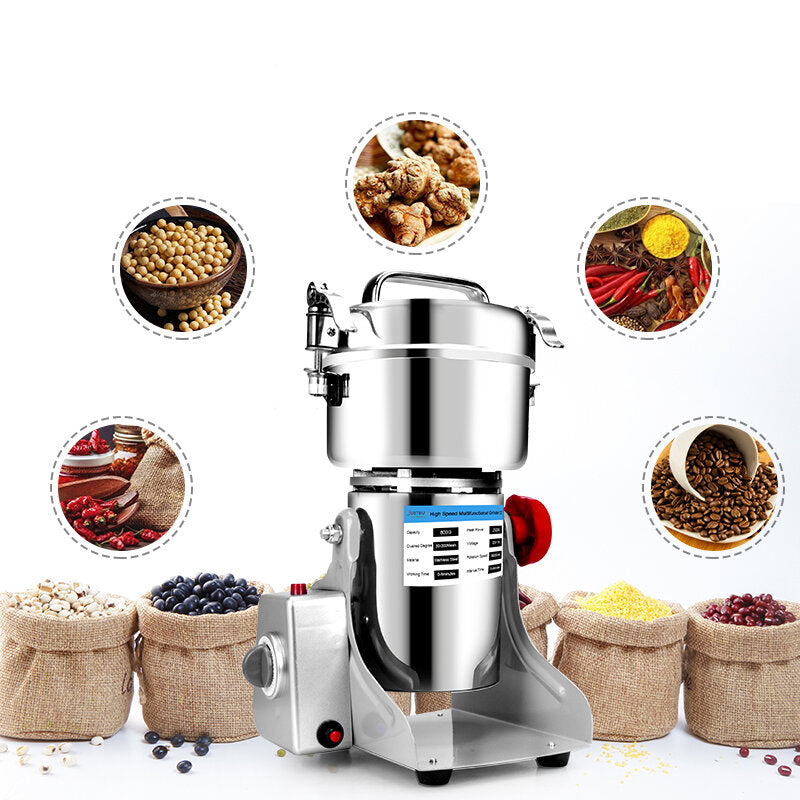 800A 2500W 800g Electric Grains Spices Cereal Dry Food Grinder Mill Grinding Machine Stainless Steel Blender