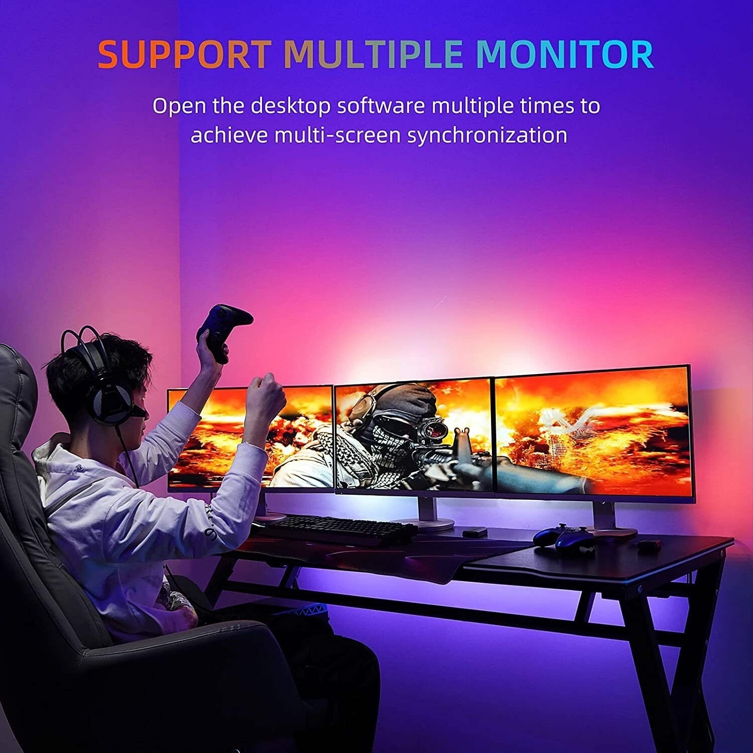 Smart PC RGB Monitor Sync Light LED Strip with Controller
