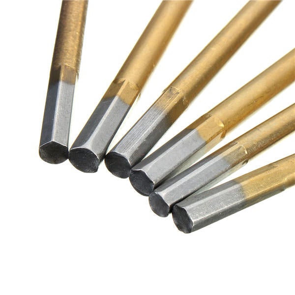 6Pcs 10-25mm Flat Wood Drill Bit Set 1/4 Inch Shank HSS Bits Titanium Coated