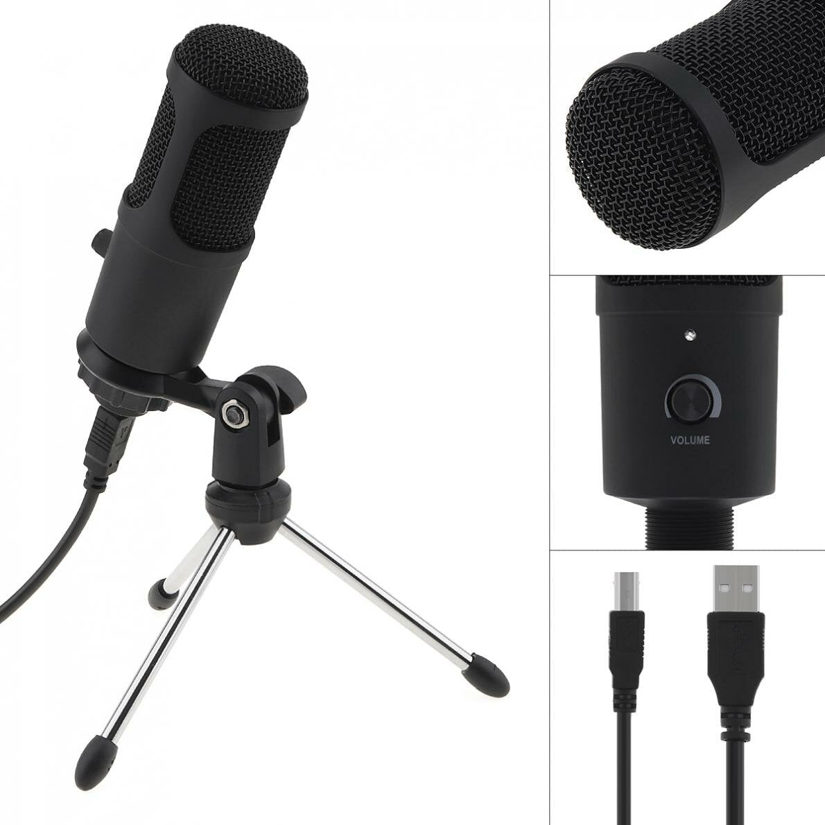 Metal USB Condenser Microphone Recording for Laptop Computer Windows Cardioid Vocals Voice Live / Video