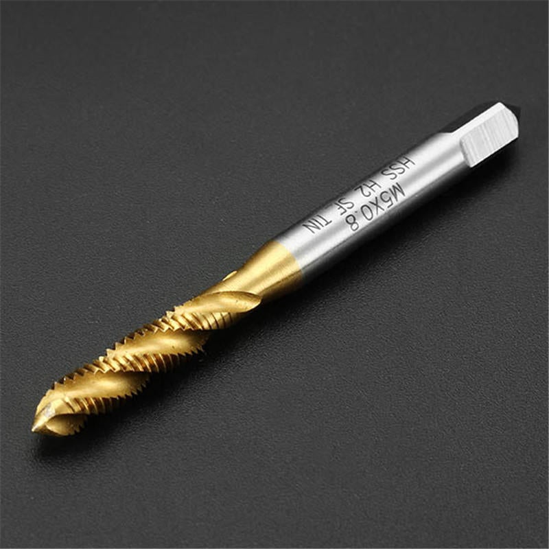 10pcs M5x0.8 HSS Titanium Coated Screw Tap Thread Metric Spiral Fluted Machine Screw Tap