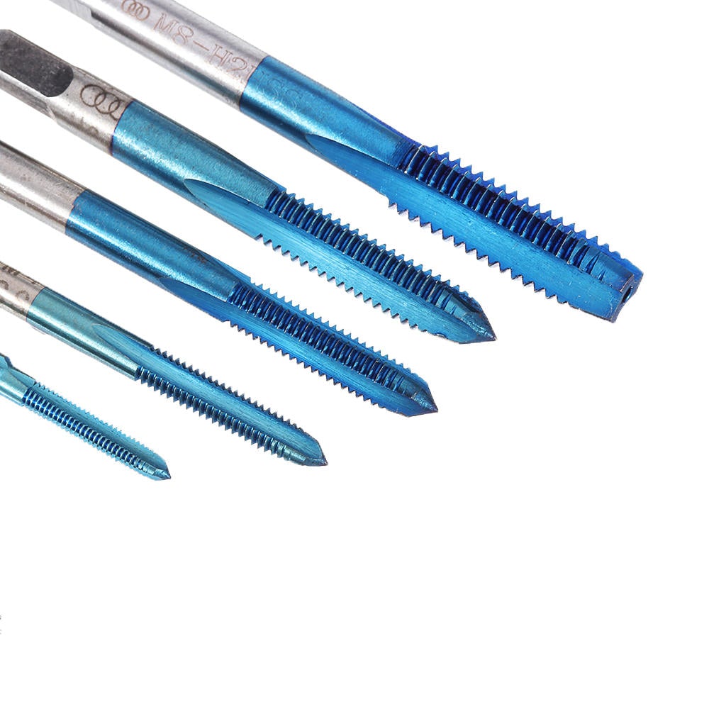 5Pcs M3-M8 Blue Coated Machine Screw Tap Drill Set Straight Flute Metric Thread Tap Drill Bit