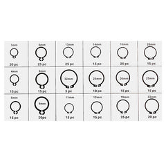 300Pcs 3-32mm Assorted External Circlip Snap Ring C-Clip Repairs Parts Case Box