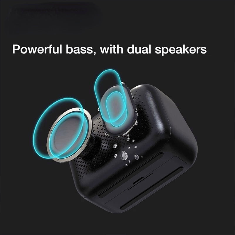 Wireless Bluetooth Speaker Alarm Clock Mirror Multifunction Speaker Stereo Surround Desktop Loudspeaker Sound Box With Mic