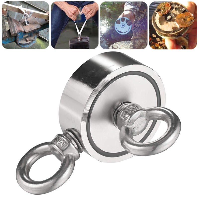 Double Side 60mm 250KG Neodymium Recovery Magnet with 10m Rope Salvage Tool Strong Fishing Kits