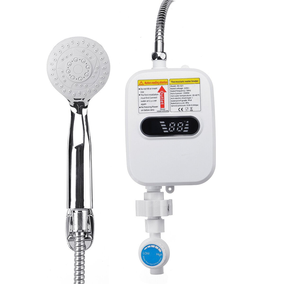 3500W Mini Instant Electric Shower Kitchen Bathroom Auto power-off Hot Water Heater
