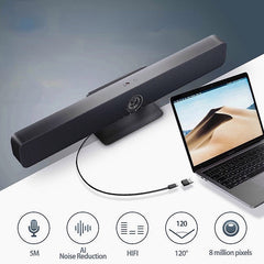Video Conference Soundbar 120 4K QCC APQ8053 Chip DSP Noise Reduction Hi-Fi Speaker with Extended Microphone for Office Meeting Business