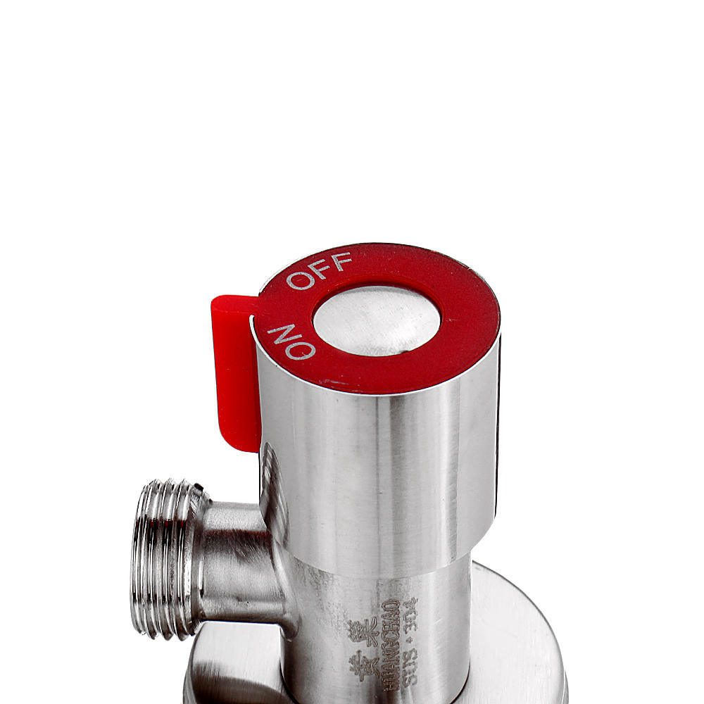 Stainless Steel Brushed Hot & Cold Water Triangle Valve G1/2 Thread Angle Valves w/ Rotatable Switch for Toilet Sink Heater