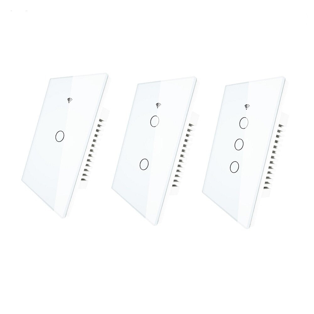 WiFi Smart 1/2/3 Gang Wall Light Switch Glass Panel RF433&Wi-Fi Tuya APP Remote Control Works With Alexa Google Home