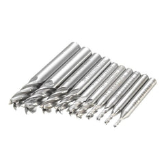 10pcs 2-10mm 4 Flute Milling Cutter HSS-Al End Mill CNC Tool