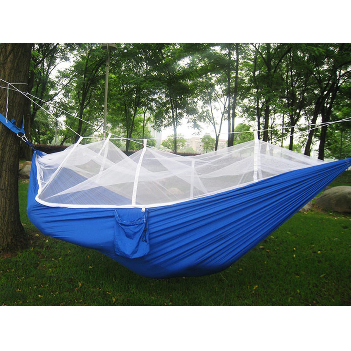 300kg Portable Double Camping Hammock Parachute Fabric With Mosquito Net