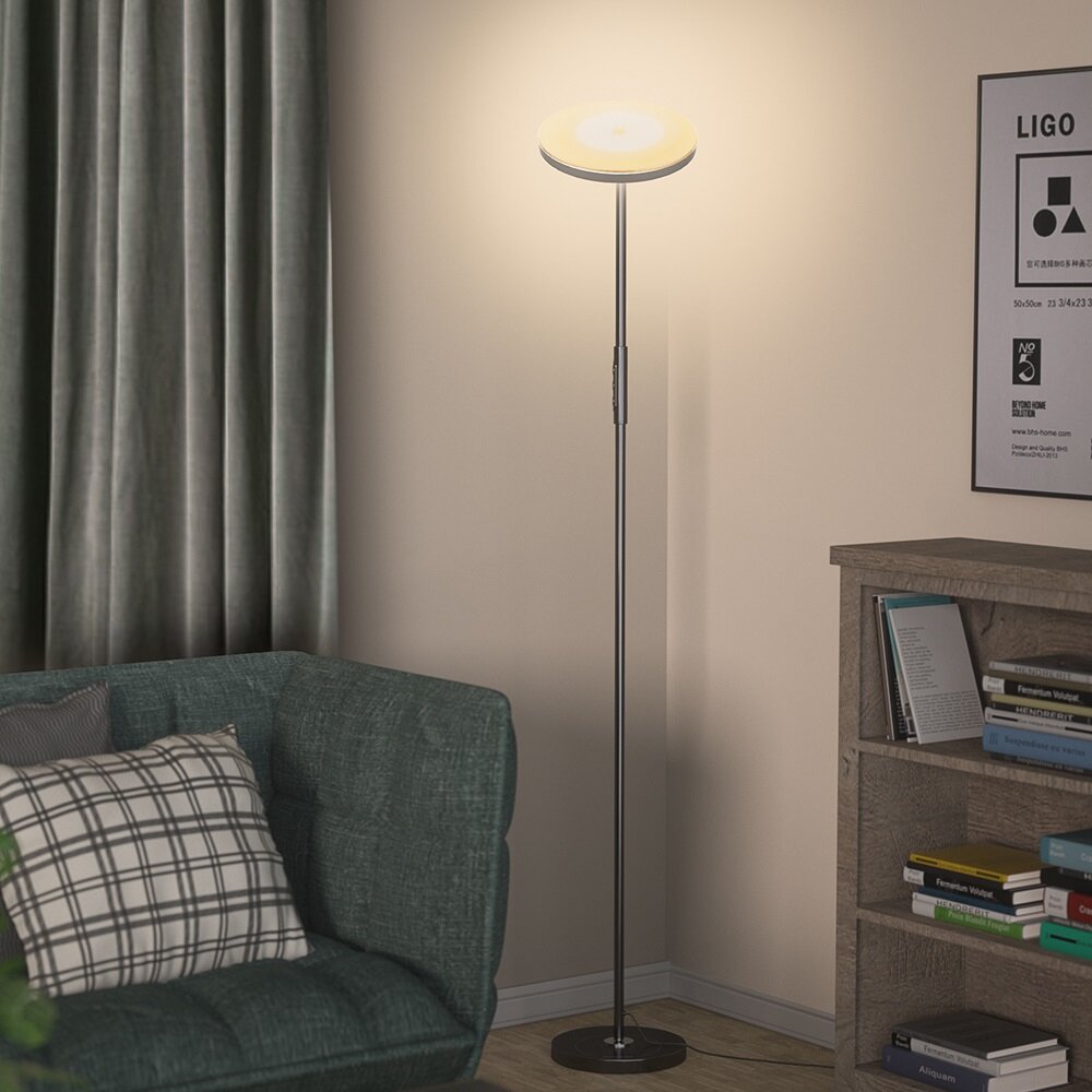 24W Floor Standing Lamp with 2700-6500K Color Temperature 5 Brightness Levels RF Remote Control and 20000h LED Lifespan