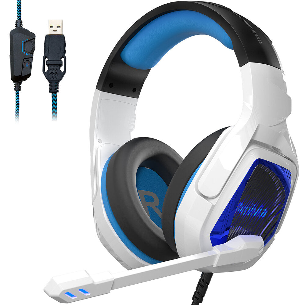 Gaming Headset Virtual 7.1 Sound Effect USB Interface Omnidirectional Flexible Microphone for PS4 Laptop PC