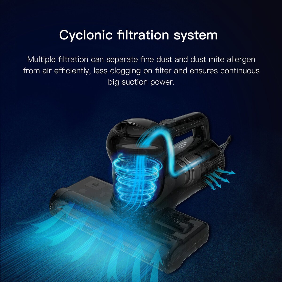 Ultrasonic Anti-Mites Vacuum Cleaner 2 Modes 600W Large Suction Power Cyclonic Filtration System