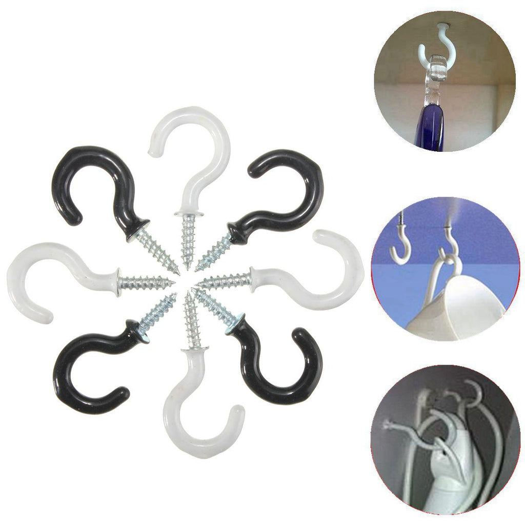 25pcs 30mm Plastic Cup Hook Wall Question Mark Hook Eyebolt Screws