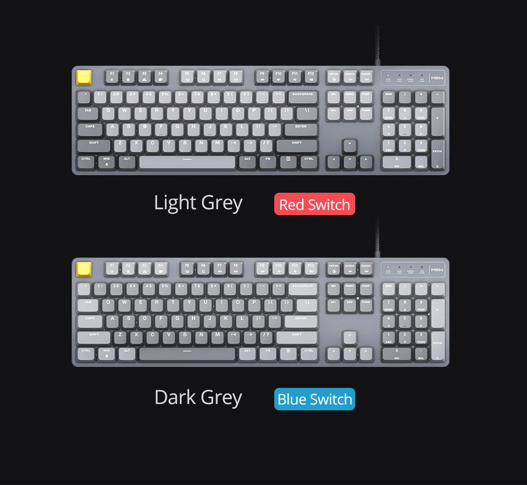 104 Keys Mechanical Keyboard USB Wired Hand Feeling System 6 Mode White Backlit Aluminum Alloy Panel Floating Keycaps Gaming Keyboard