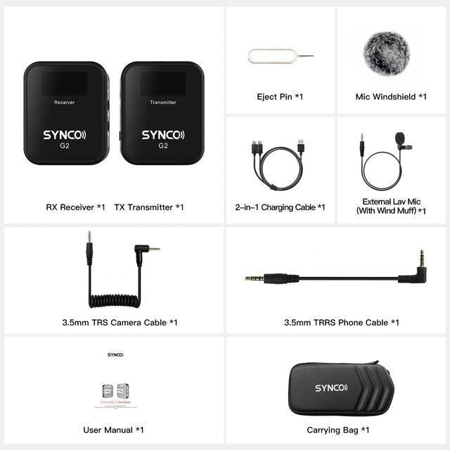 Microphone G2A1 G2A2 Wireless Lavalier Mic System for Smartphone DSLR Camera Realtime Monitoring 70M Transmission