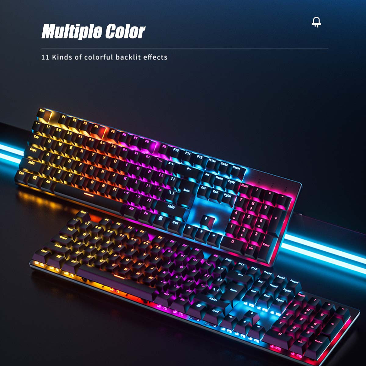 Mechanical Gaming Keyboard 104 Keys XA Profile PBT Double-shot Molding Keycaps Blue Switch RGB Backlit USB Wired Keyboard