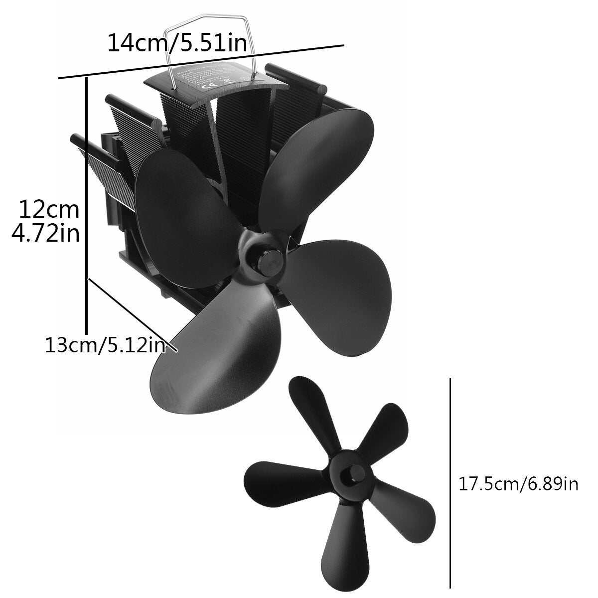 5 Blade Eco-friendly Stove Fan Low Noise Home Fireplace Fan Efficient Heat Distribution