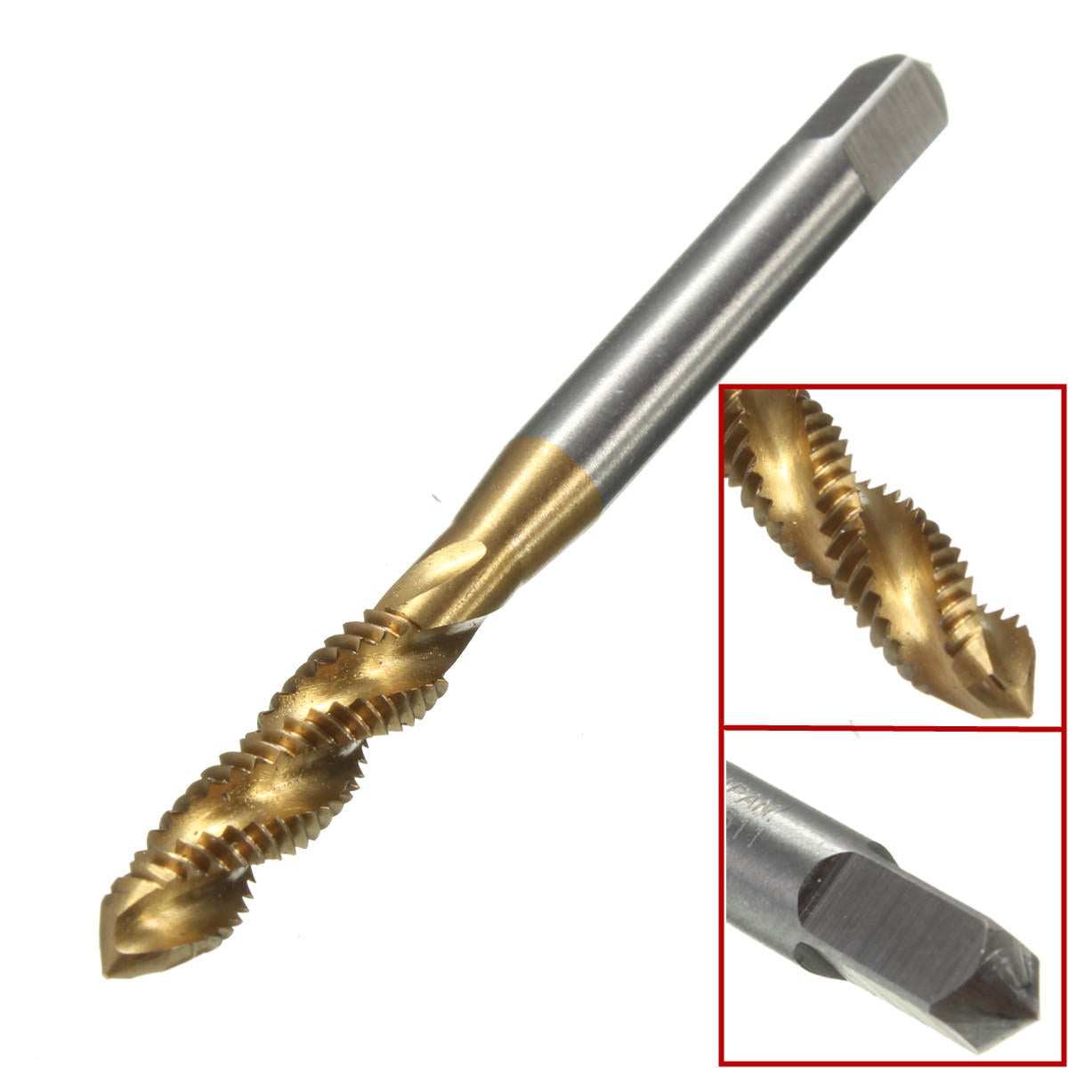 5pcs M3 M4 M5 M6 M8 Screw Taps Set Titanium Coated HSS6542 Spiral Fluted Tap Drill