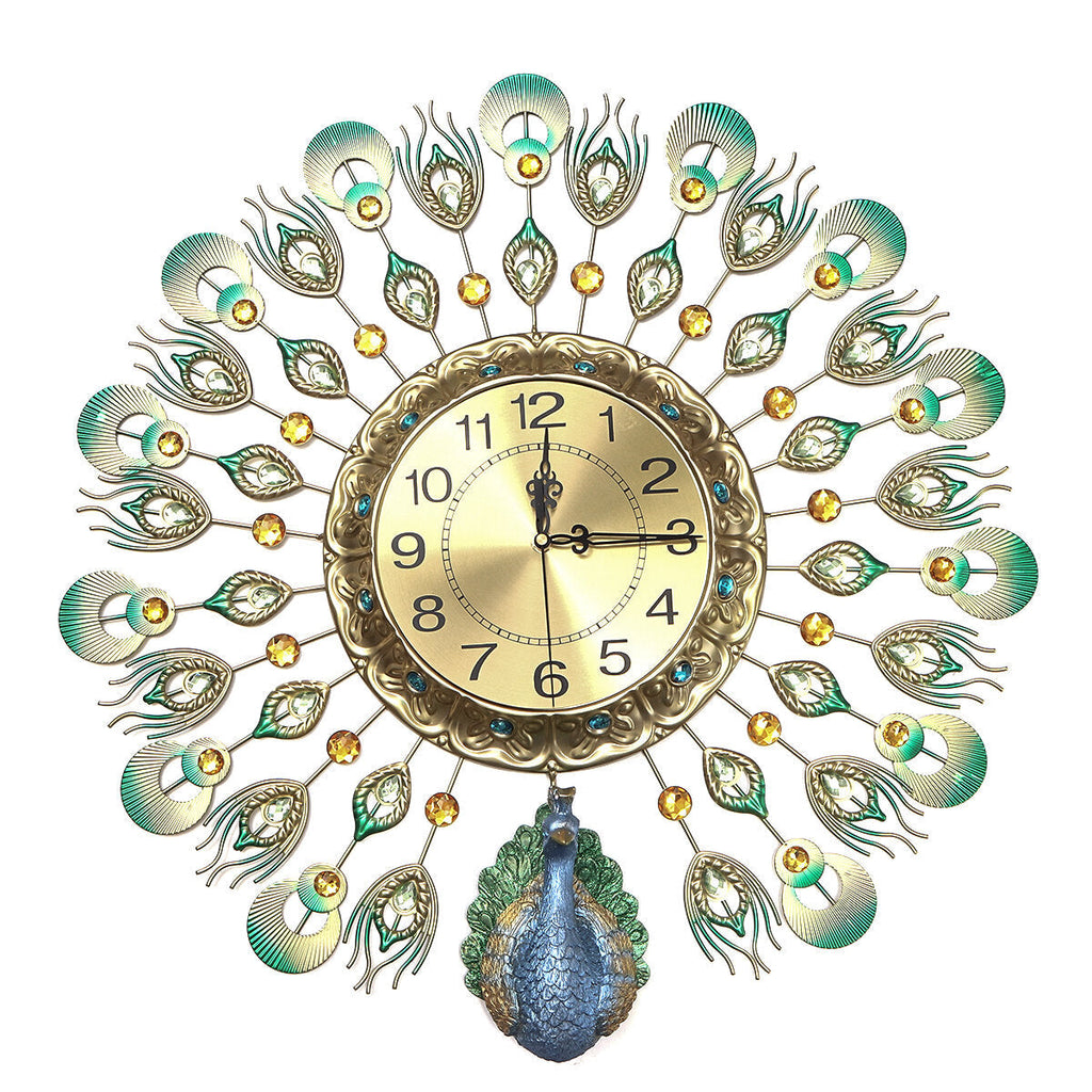 60x60cm Luxury Peacock Wall Clocks Living Room Wall Home Decoration Xmas Gift