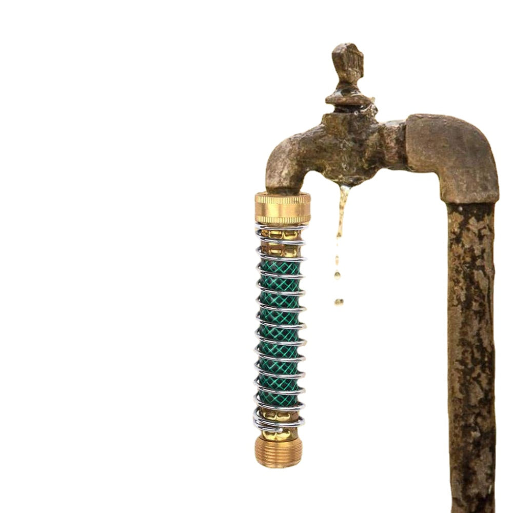 3/4'' Brass Coil Spring Hose Tube Threaded Garden Faucet Spring Coupling Adapter Hose Protector Irrigation Tap Connector Extension Pipes Fittings