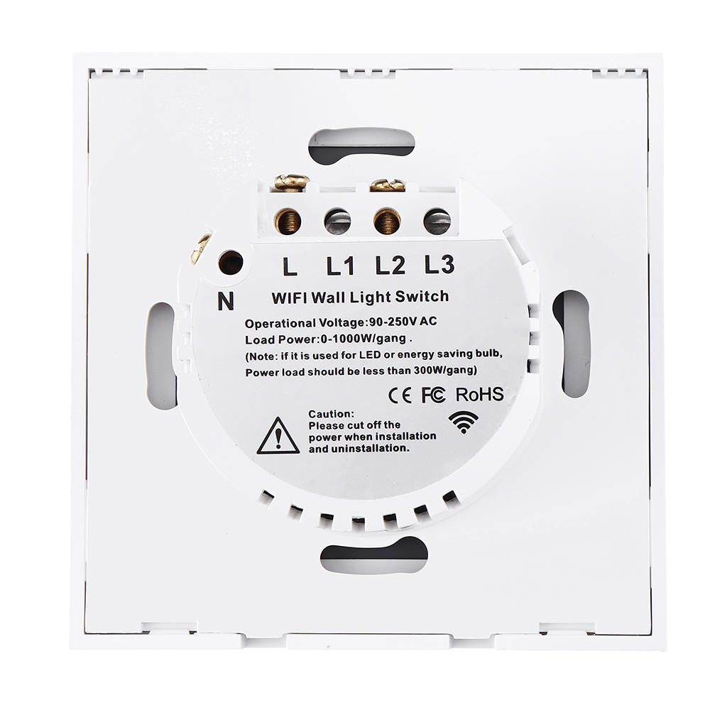 EU 433Mhz 3 Gang Smart WIFI Light Switch Interruptor Touch Wall Power Switch App Remote Control Intellegent Switch Work With Alexa Google Home
